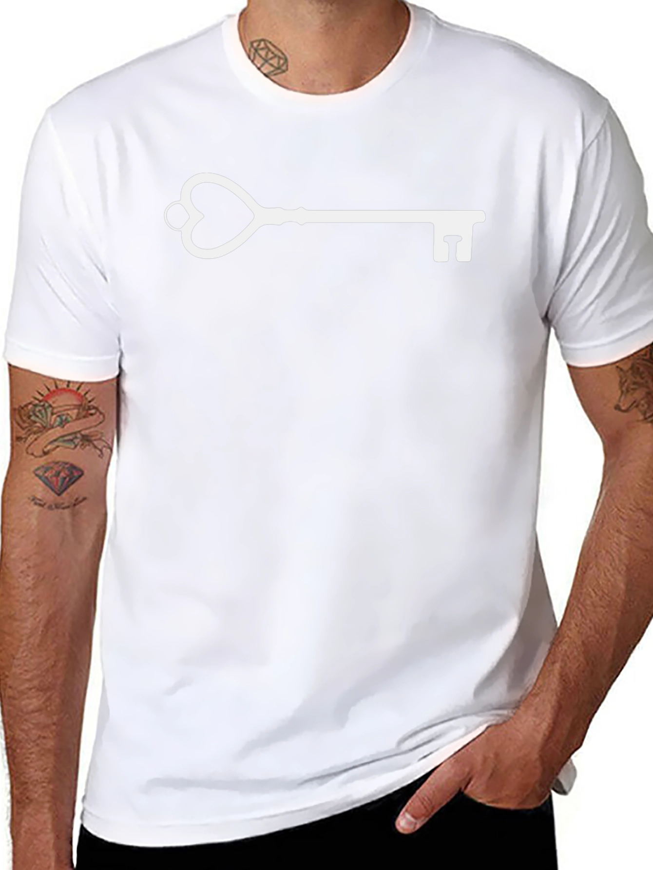 Heart Key Graphic Tee - Stylish Black T-Shirt
