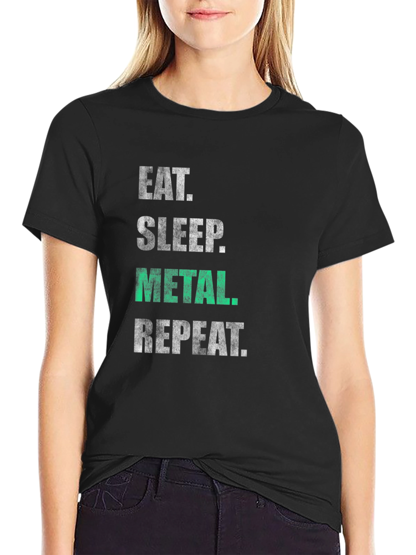 Eat Sleep Metal Repeat T-Shirt - Black Graphic Tee