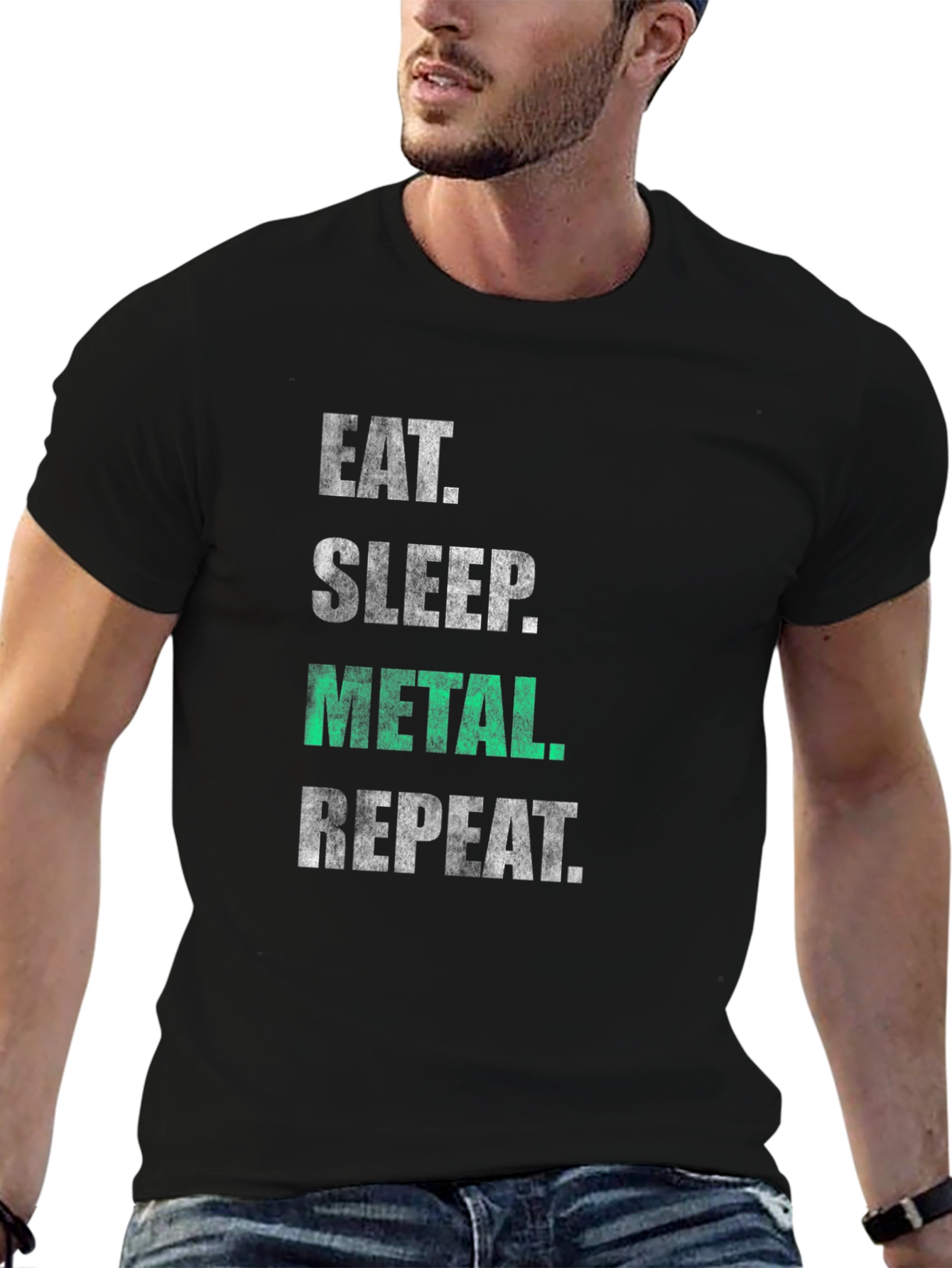 Eat Sleep Metal Repeat T-Shirt - Black Graphic Tee