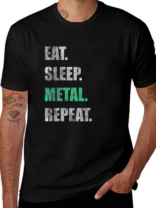 Eat Sleep Metal Repeat T-Shirt - Black Graphic Tee