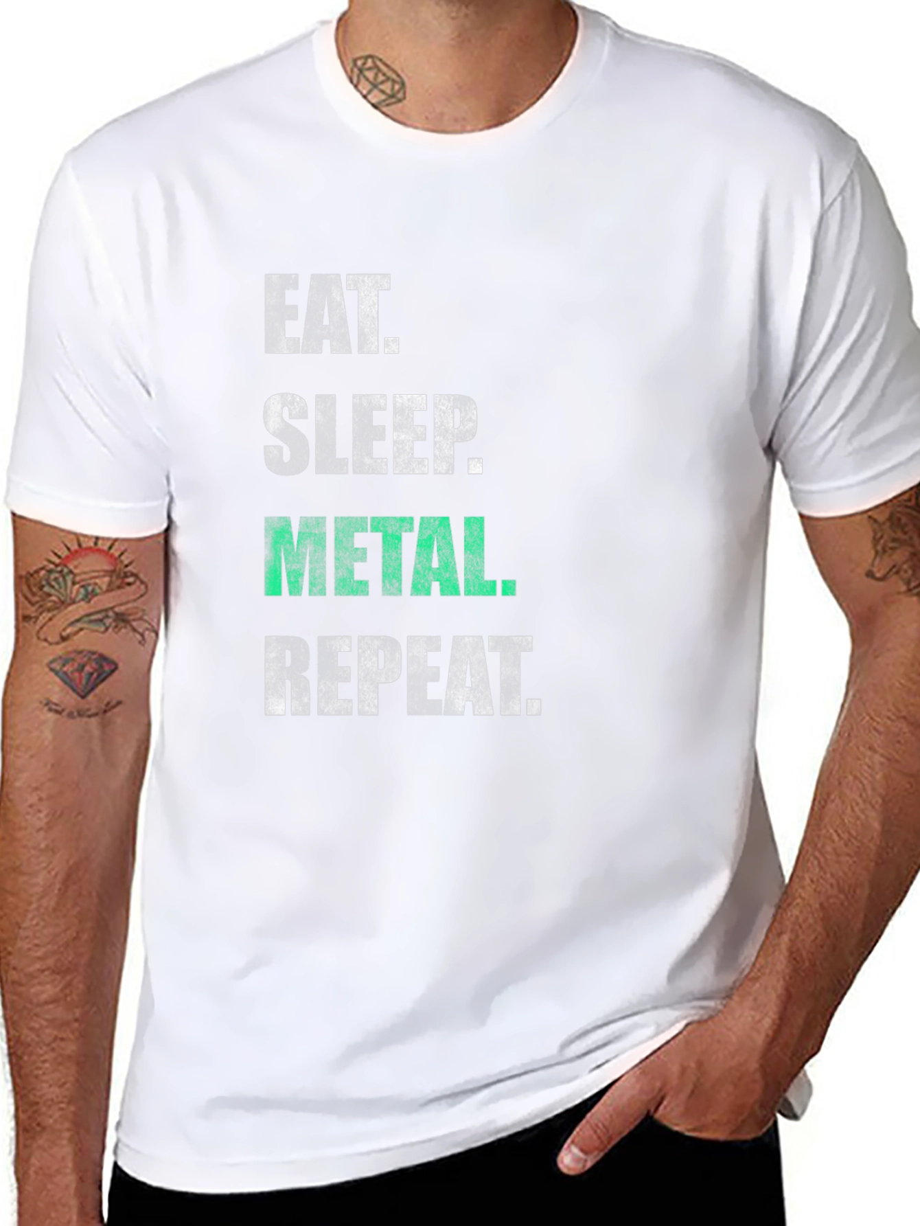 Eat Sleep Metal Repeat T-Shirt - Black Graphic Tee