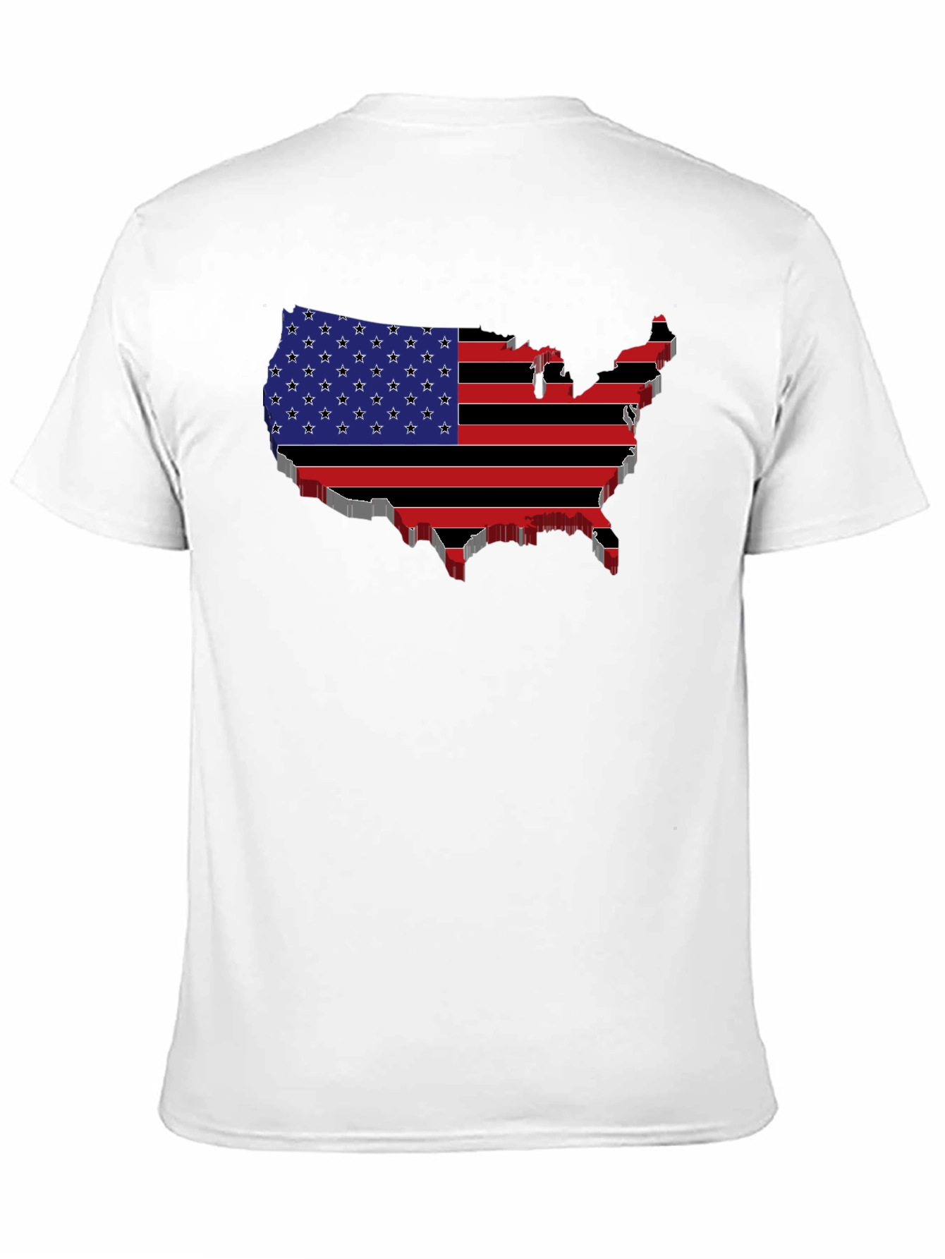 USA Flag Map Black T-Shirt