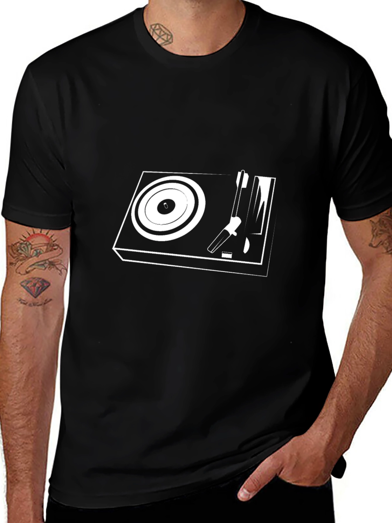 Cool Turntable Graphic Tee - Black