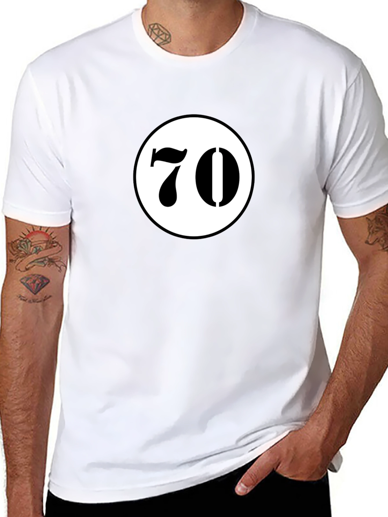 Black T-Shirt with 70 Design