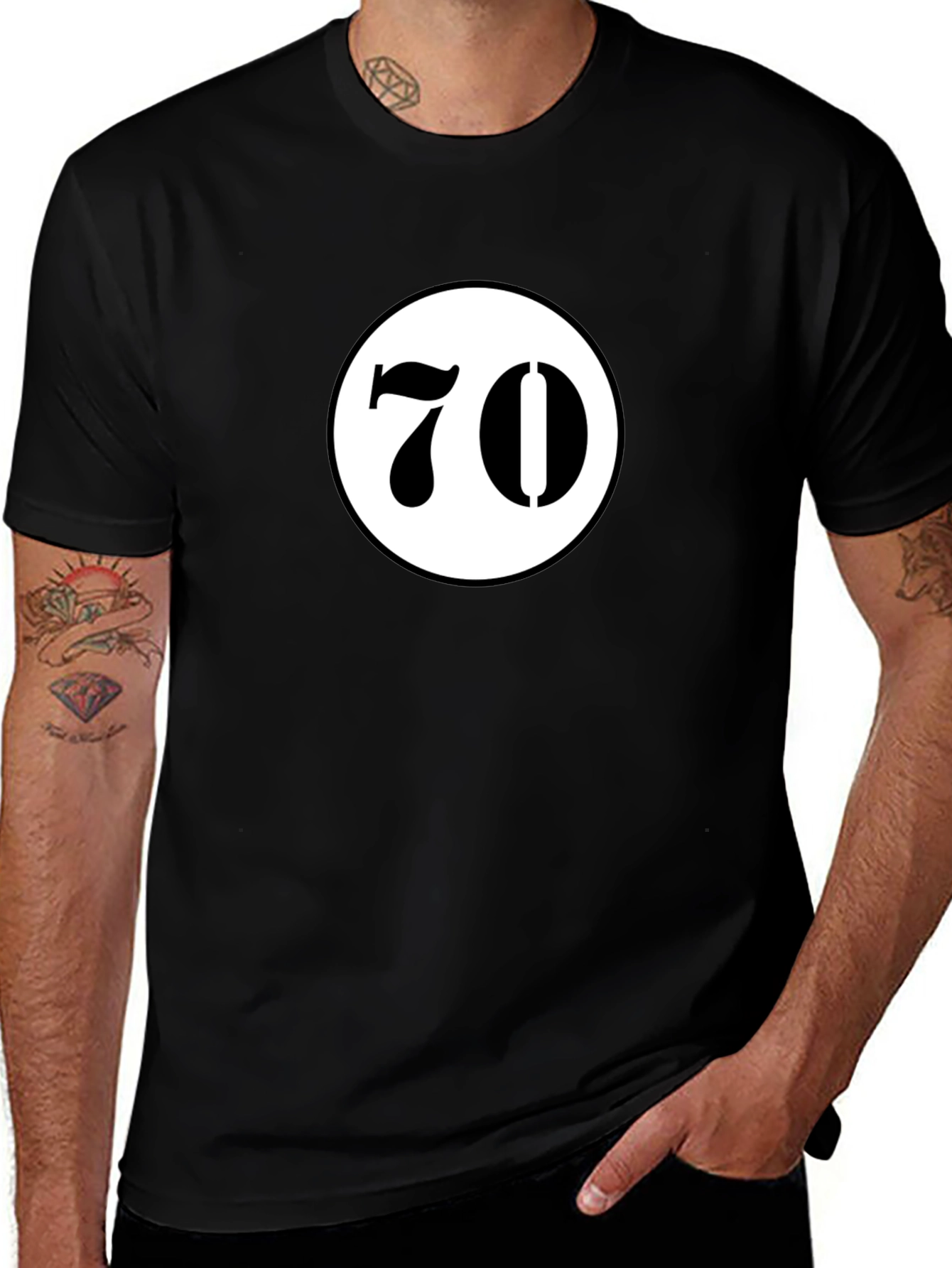 Black T-Shirt with 70 Design