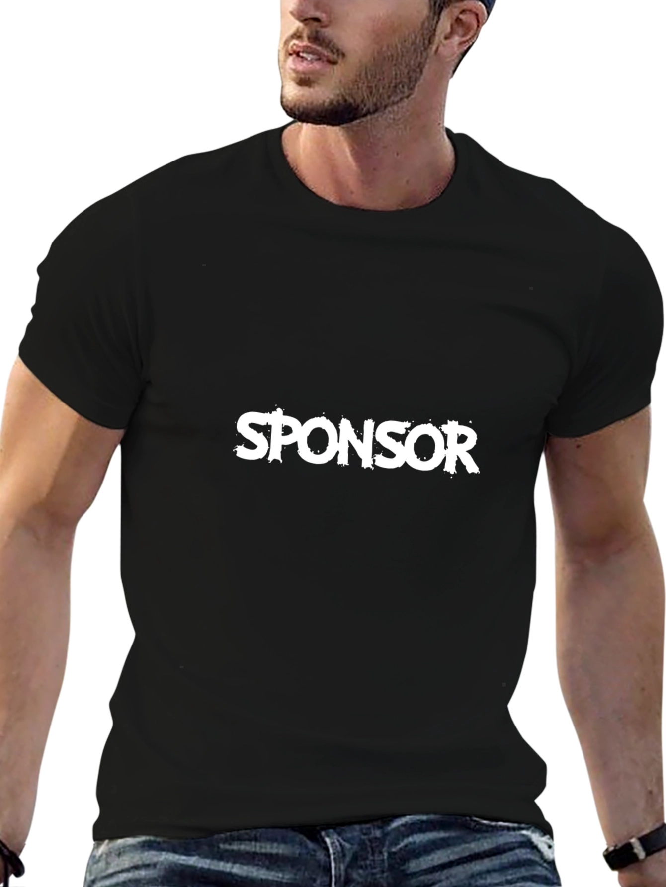 Sponsor Graphic Tee - Black Cotton T-Shirt