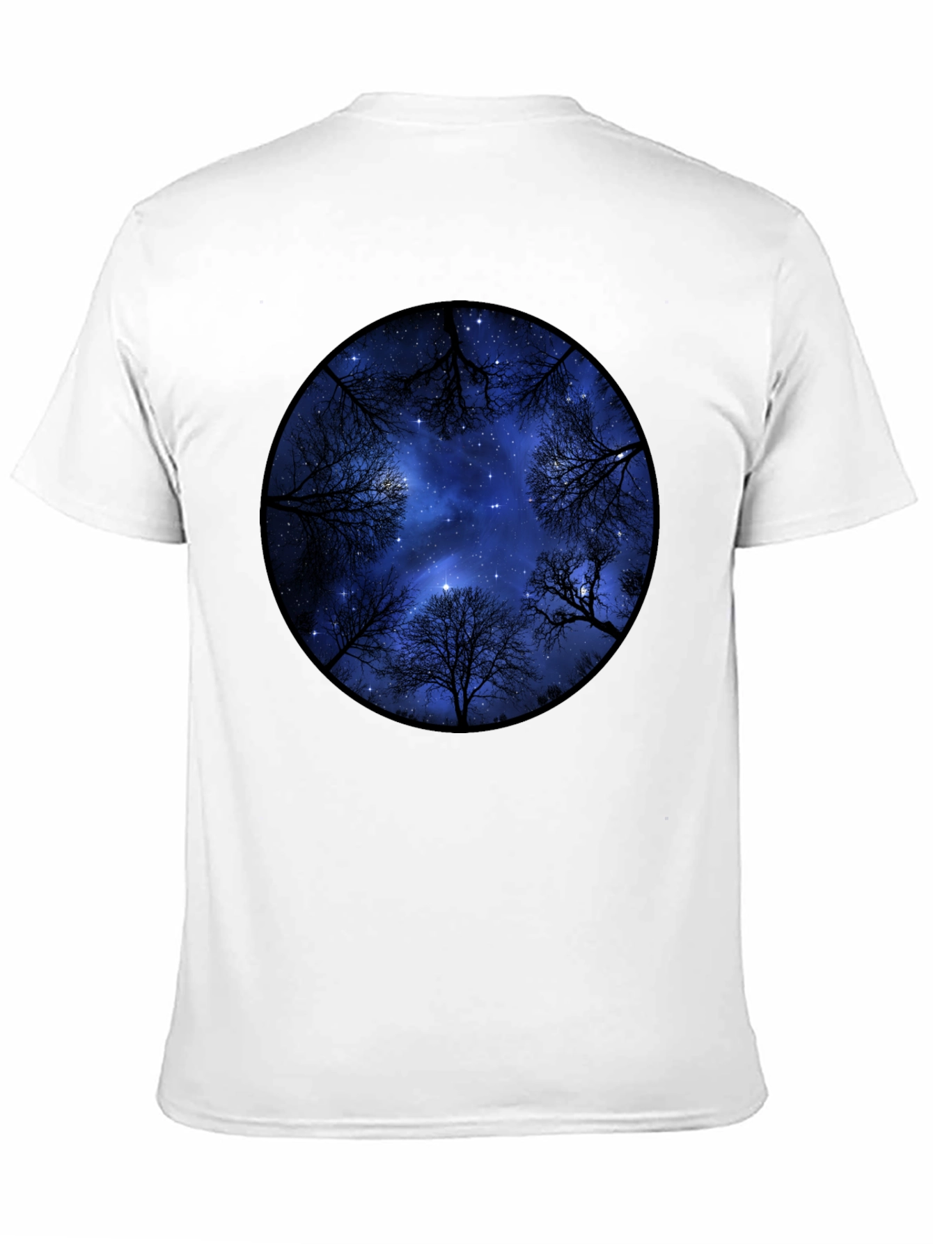 Starry Sky Trees Graphic Tee - Black Cotton Blend