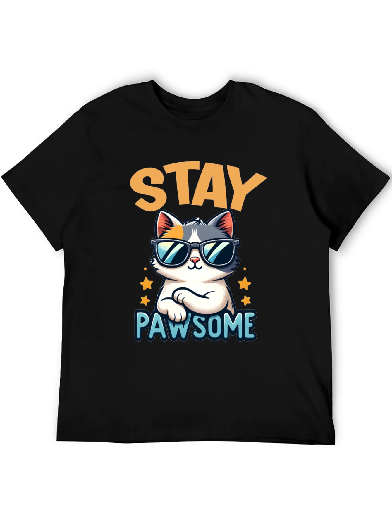 Stay Pawsome Cat T-Shirt - Cool Kitty Tee