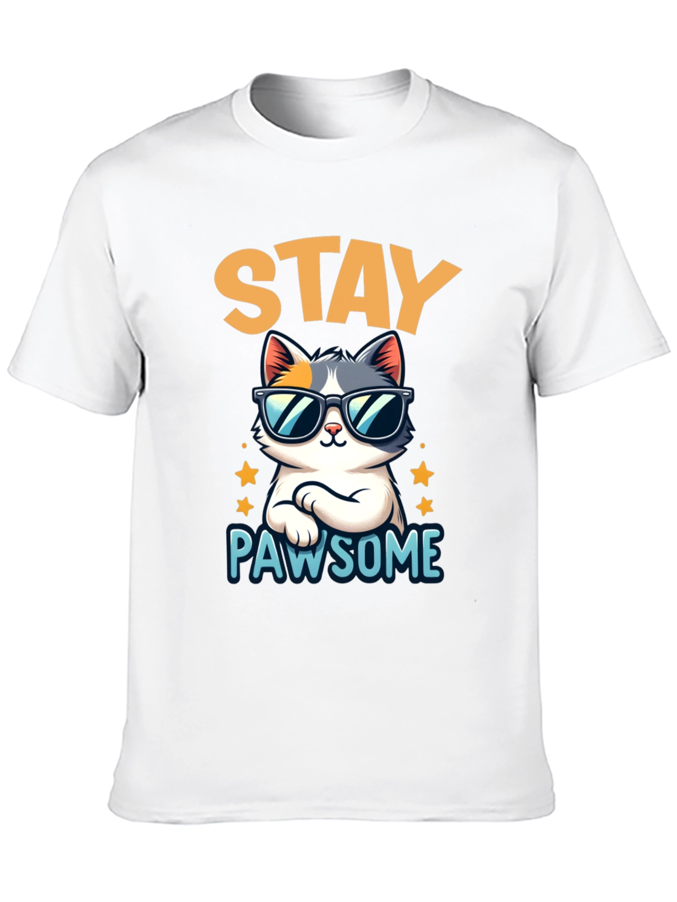 Stay Pawsome Cat T-Shirt - Cool Kitty Tee