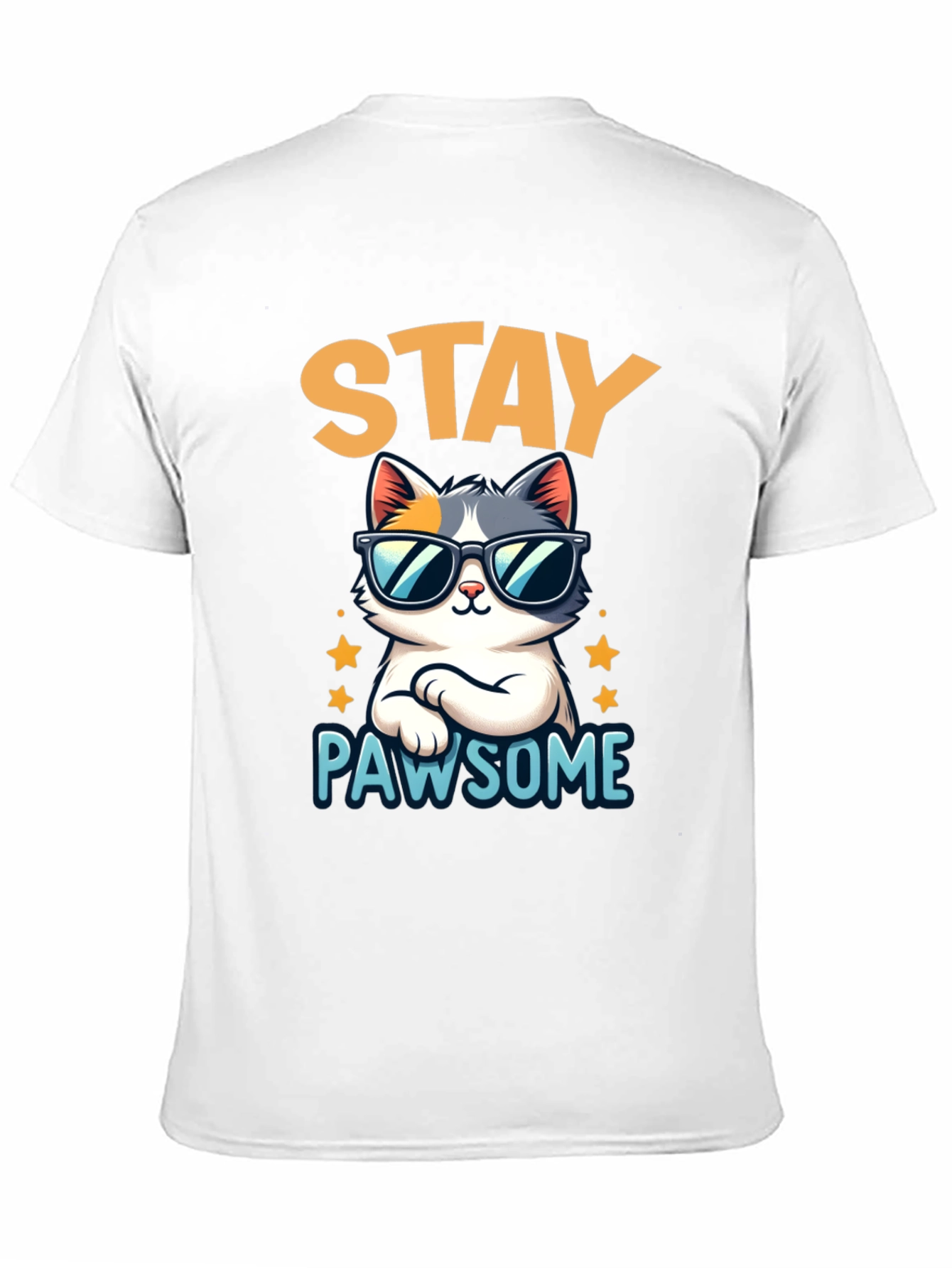 Stay Pawsome Cat T-Shirt - Cool Kitty Tee