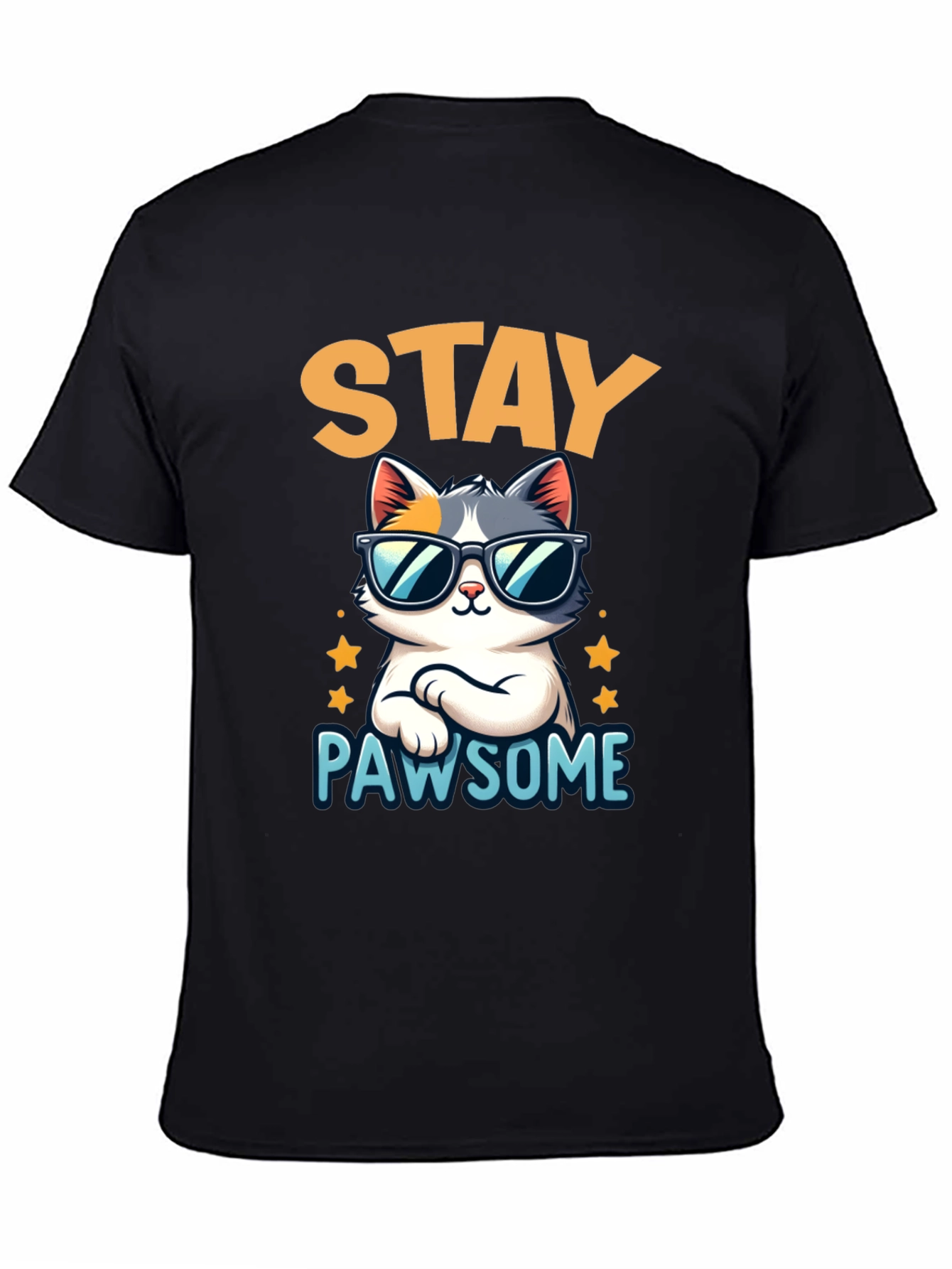 Stay Pawsome Cat T-Shirt - Cool Kitty Tee