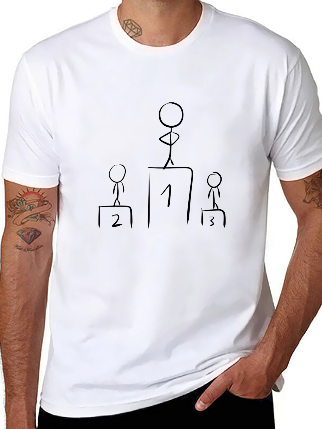 Stick Figure Podium Winner Black T-Shirt