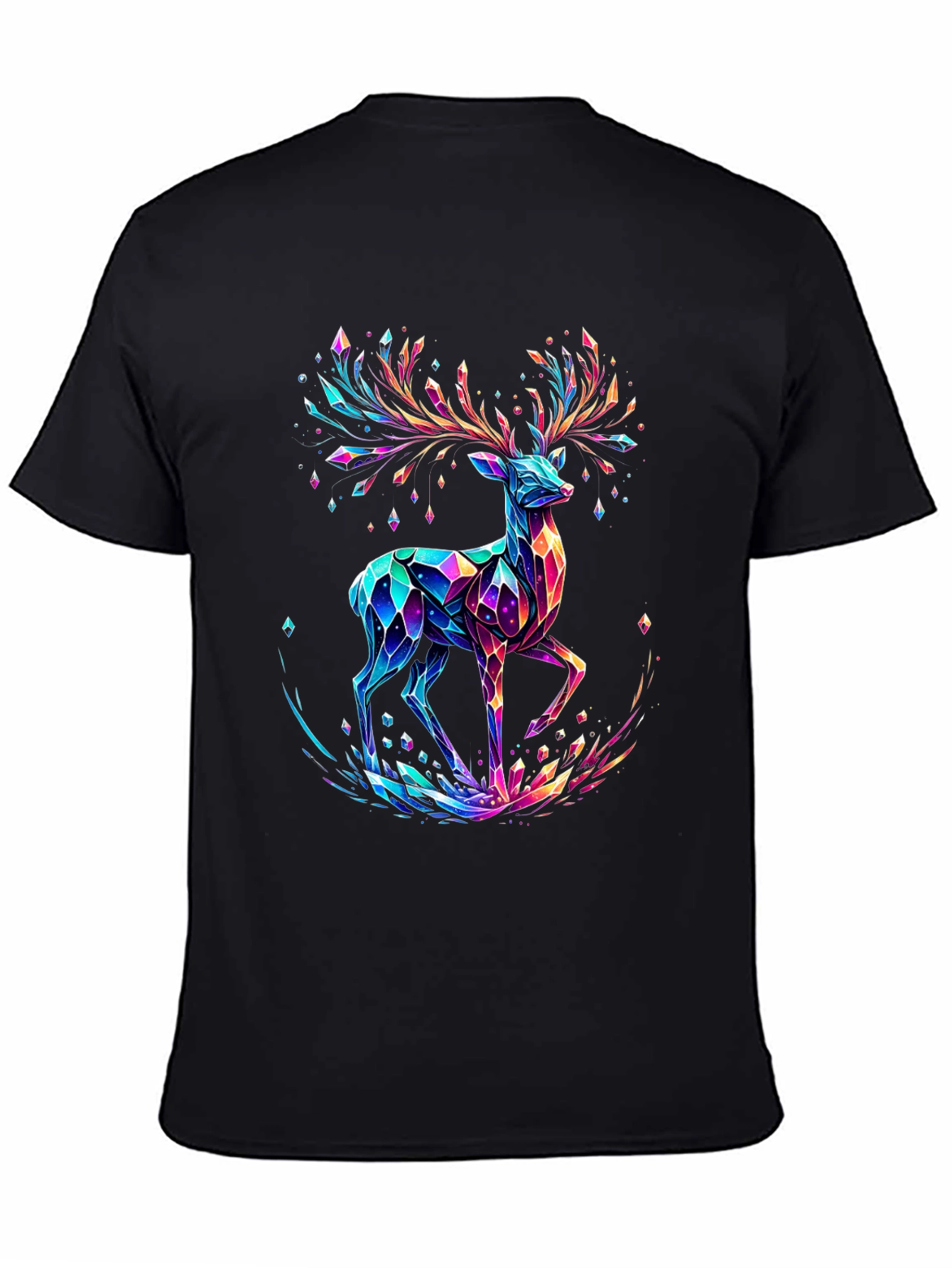 Crystal Deer Graphic Tee - Stylish Mens Black T-Shirt