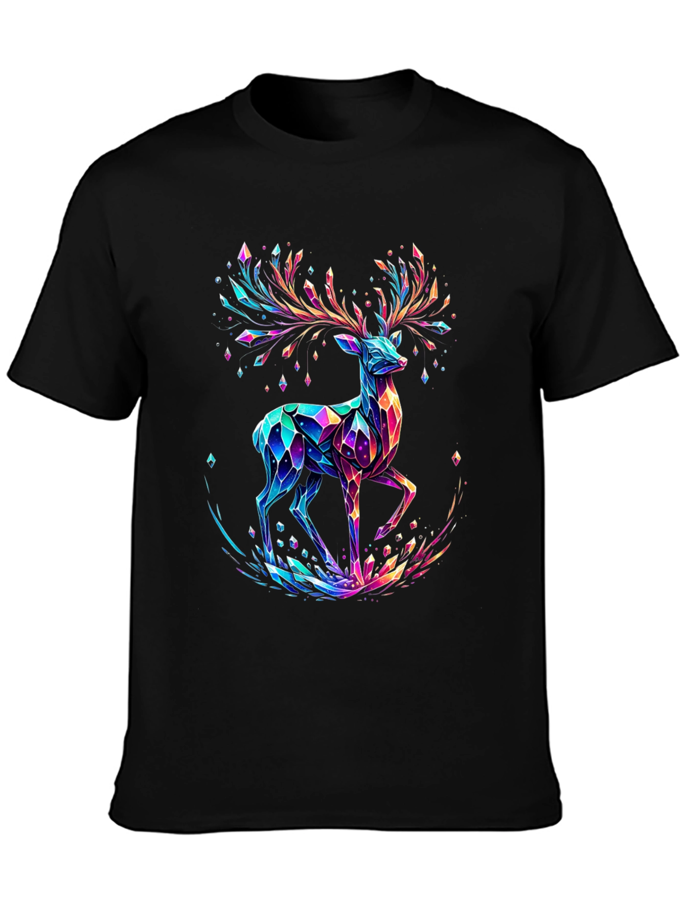 Crystal Deer Graphic Tee - Stylish Mens Black T-Shirt