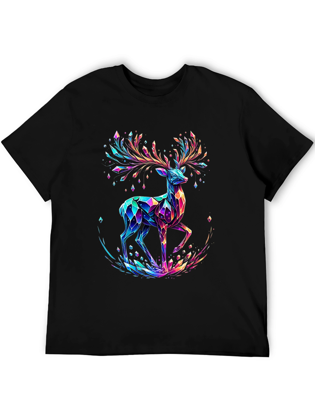 Crystal Deer Graphic Tee - Stylish Mens Black T-Shirt