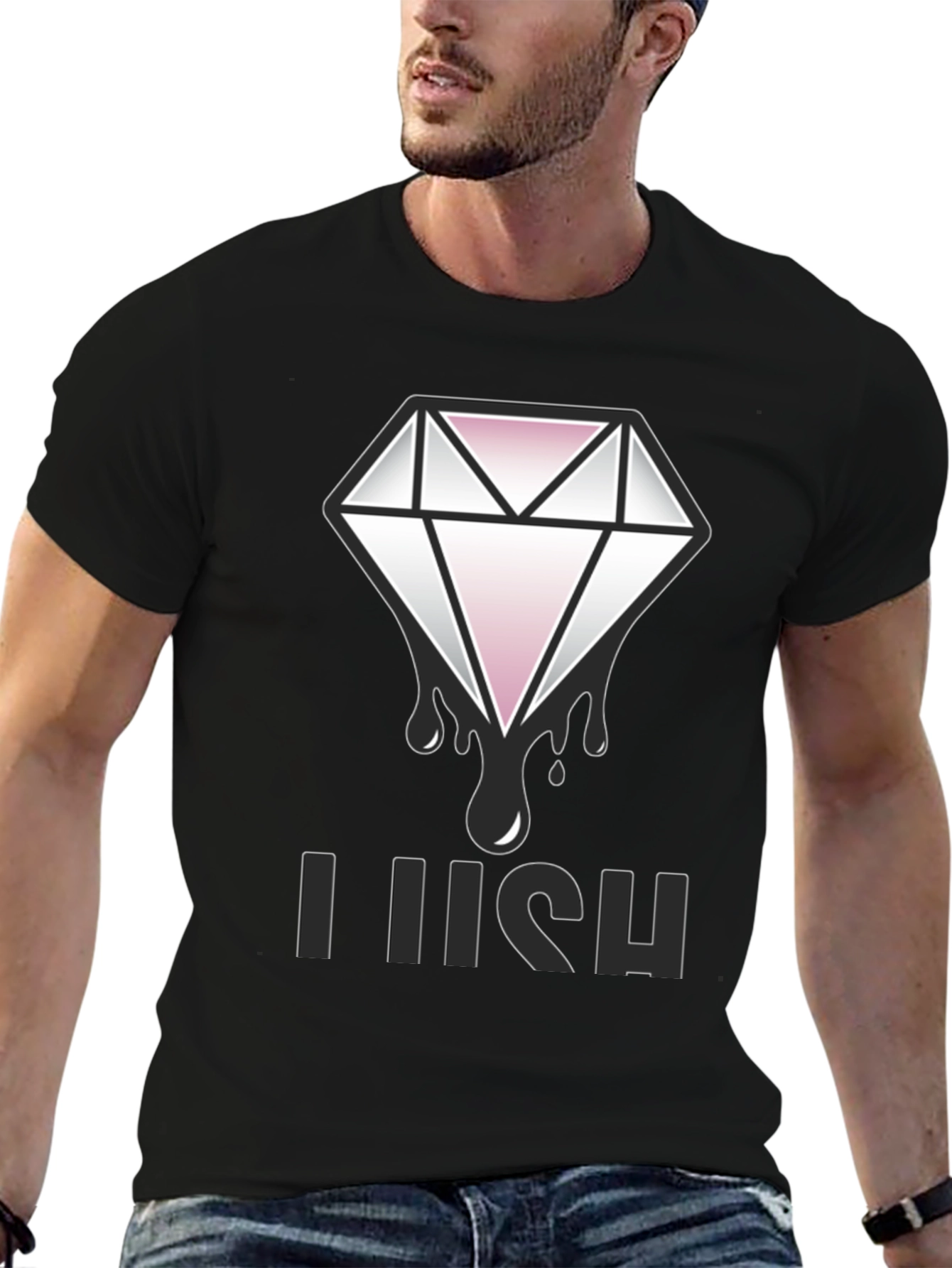 Lush Diamond Graphic Tee - Black Cotton Blend