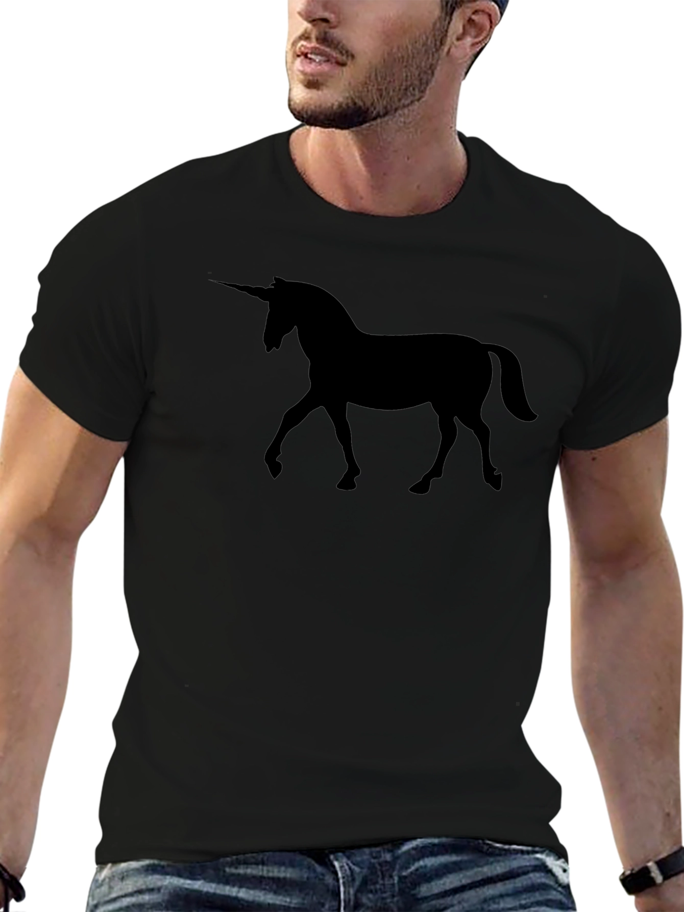 Unicorn Silhouette Black Graphic T-Shirt