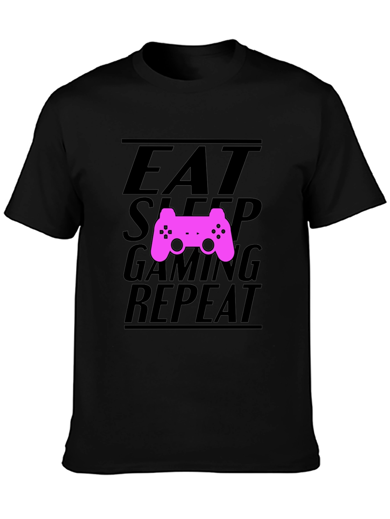 Eat Sleep Gaming Repeat Black T-Shirt