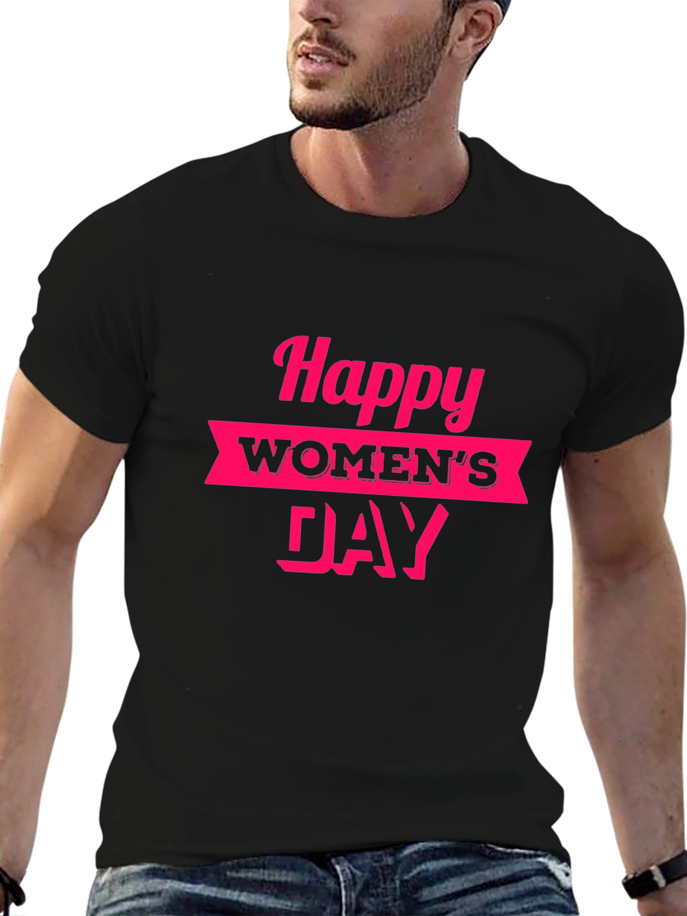 Happy Womens Day Graphic Tee - Black