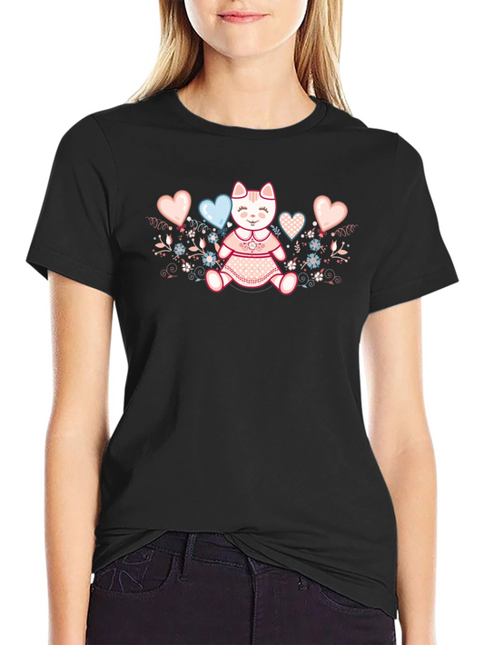 Cute Kitty Hearts Graphic Tee