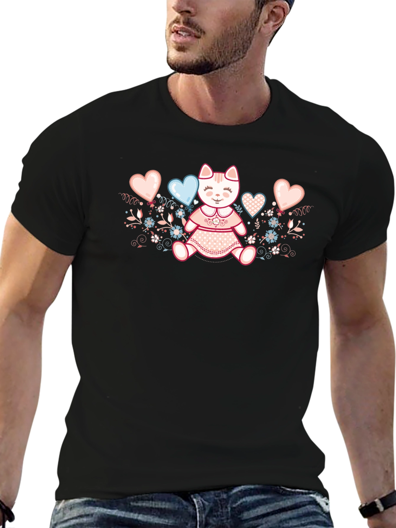Cute Kitty Hearts Graphic Tee