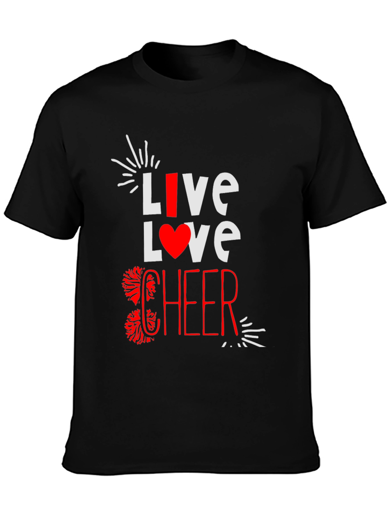 Live Love Cheer T-Shirt - Black Cotton Blend Tee