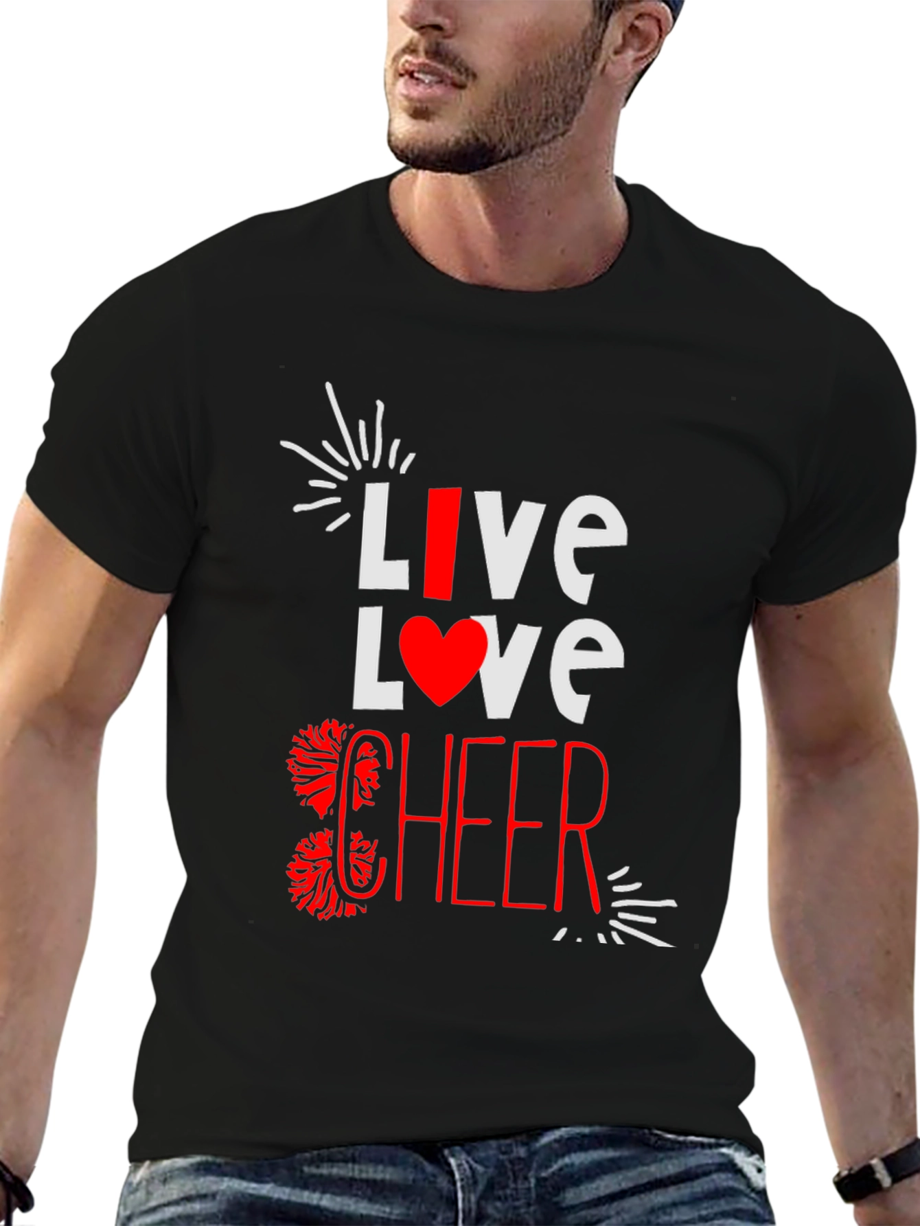 Live Love Cheer T-Shirt - Black Cotton Blend Tee