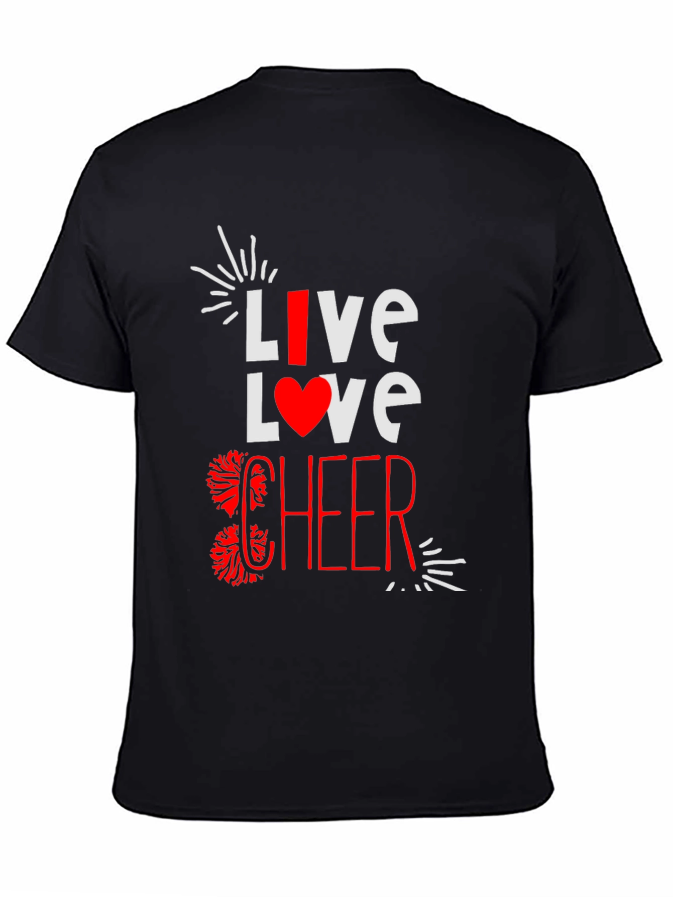 Live Love Cheer T-Shirt - Black Cotton Blend Tee