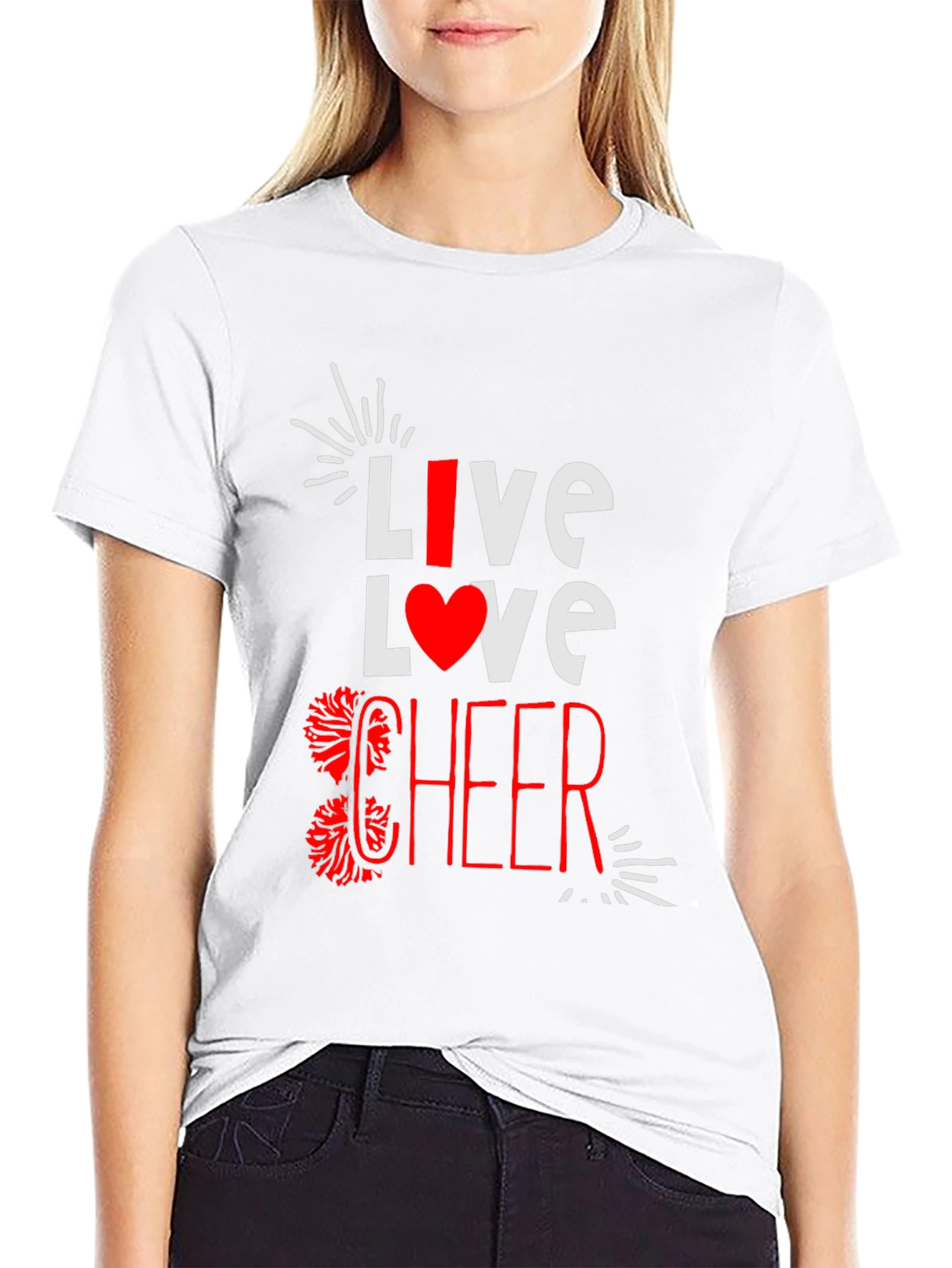 Live Love Cheer T-Shirt - Black Cotton Blend Tee