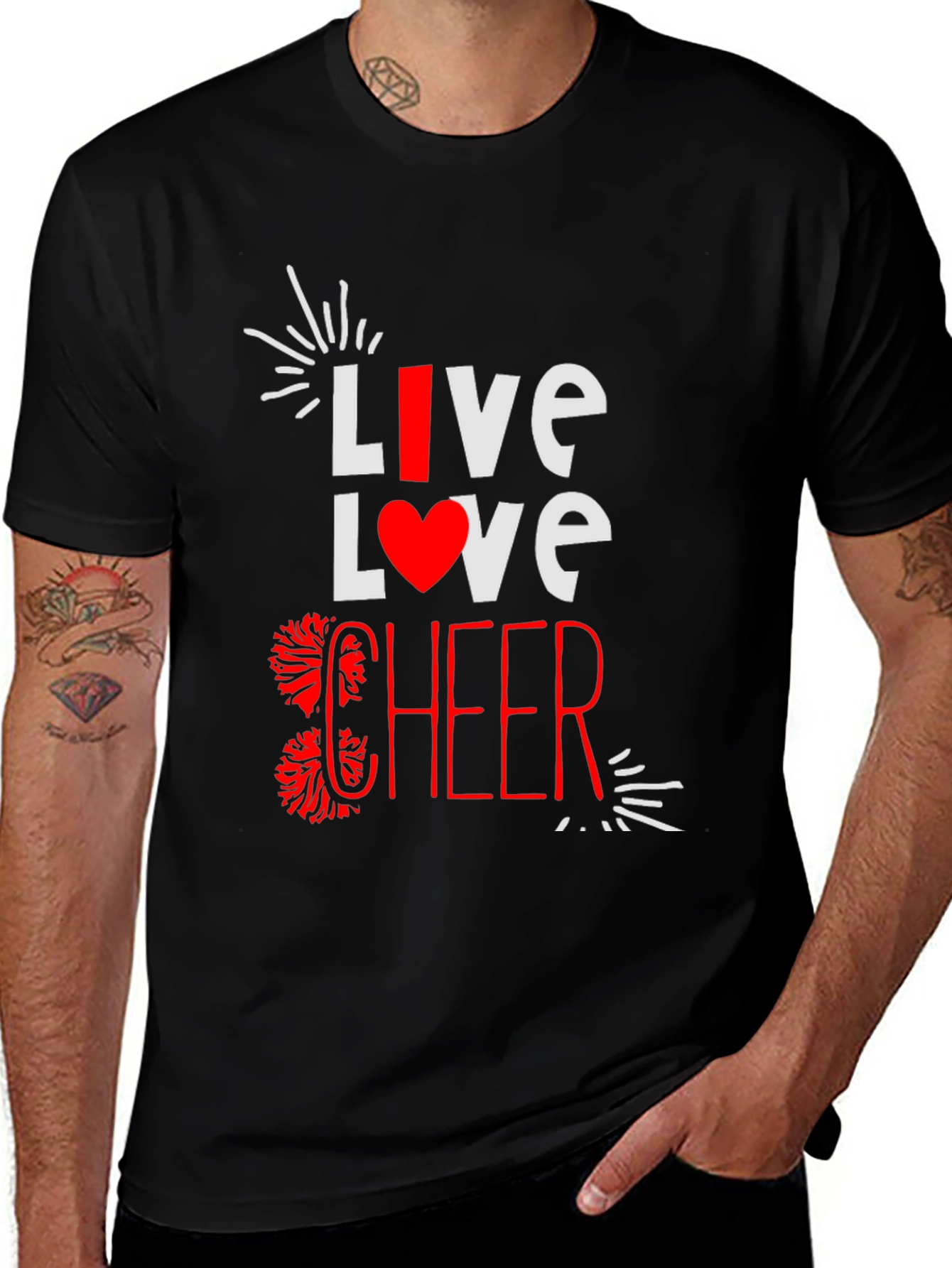 Live Love Cheer T-Shirt - Black Cotton Blend Tee