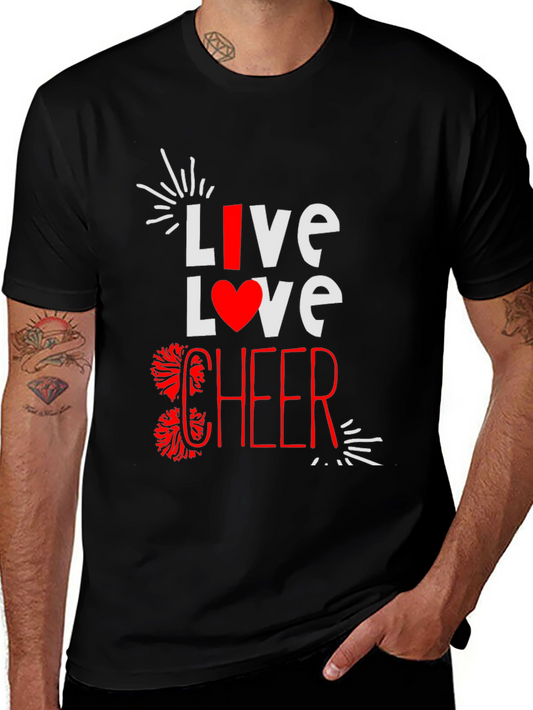 Live Love Cheer T-Shirt - Black Cotton Blend Tee