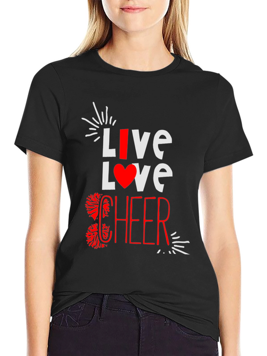Live Love Cheer T-Shirt - Black Cotton Blend Tee