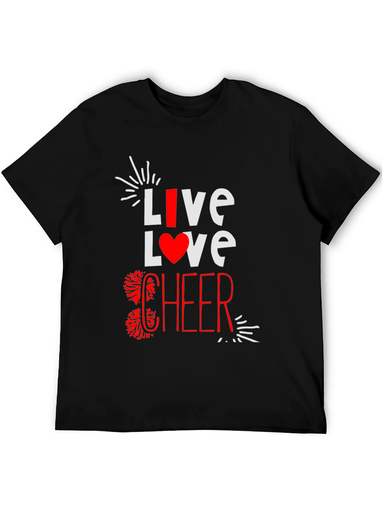Live Love Cheer T-Shirt - Black Cotton Blend Tee