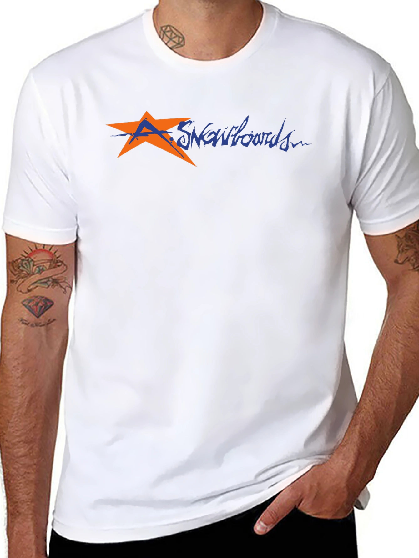 Mens Black T-Shirt with Snowboard Graphic
