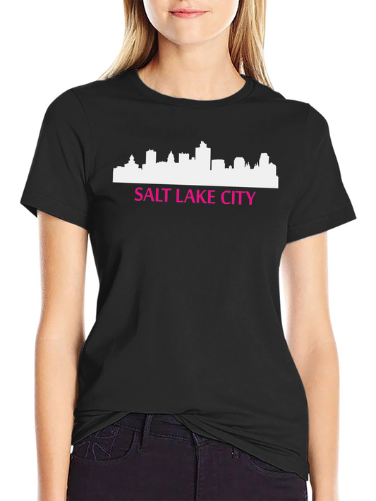 Salt Lake City Skyline Graphic Tee - Black Cotton T-Shirt