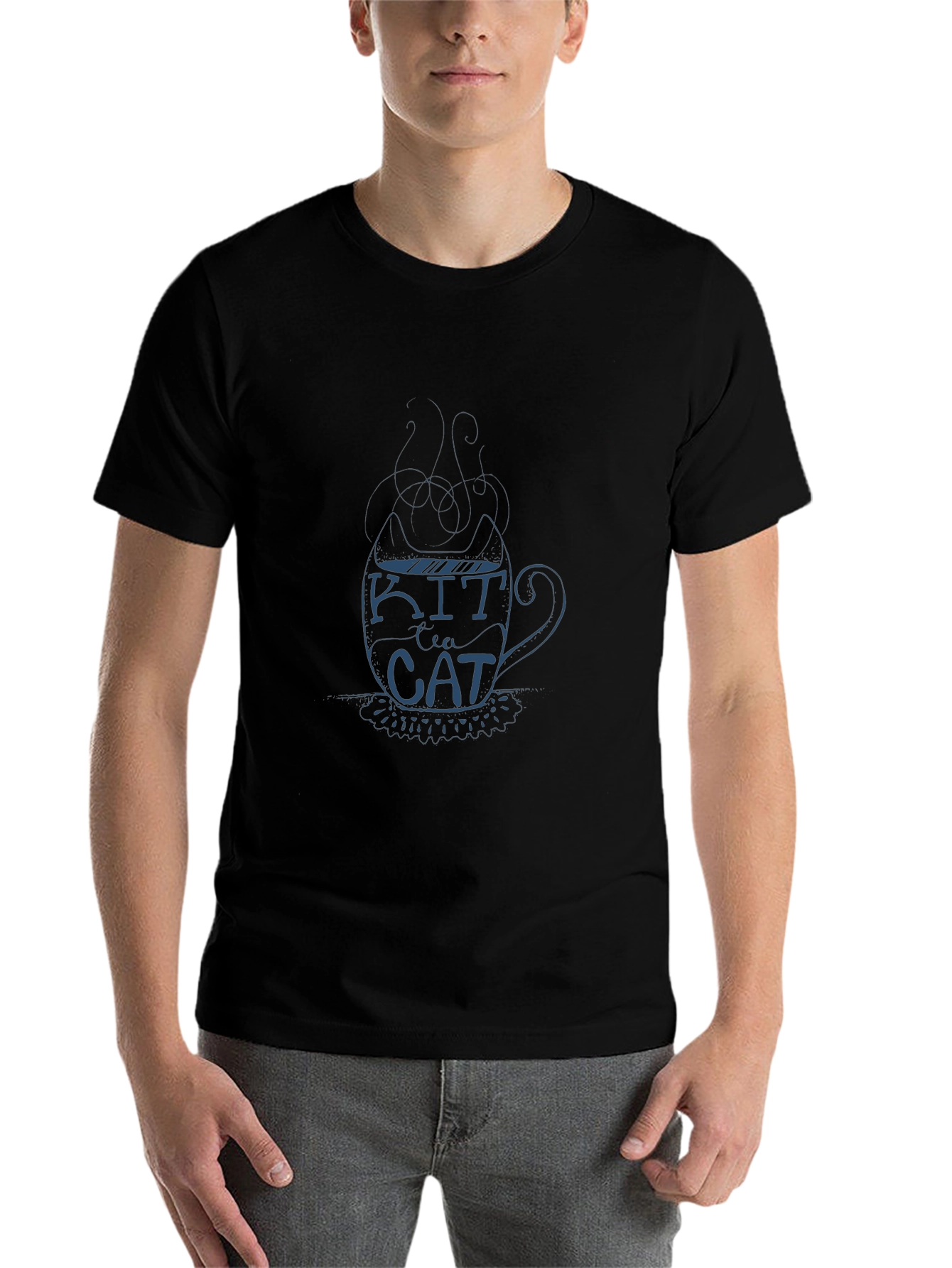 Kit Tea Cat T-Shirt - Black