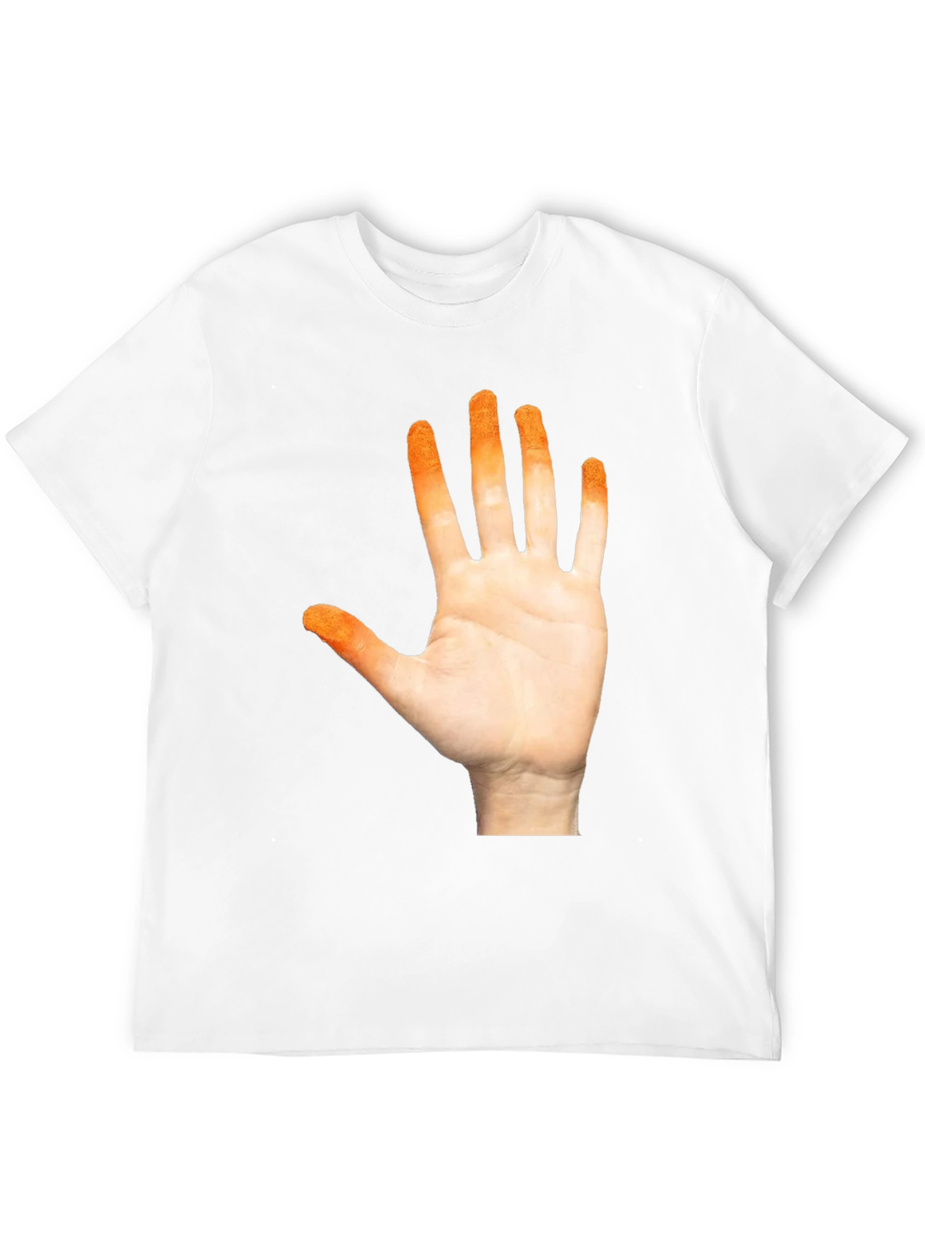 Orange Hand Print Black T-Shirt