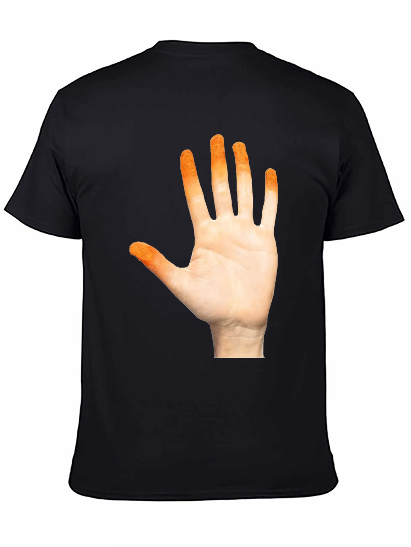 Orange Hand Print Black T-Shirt
