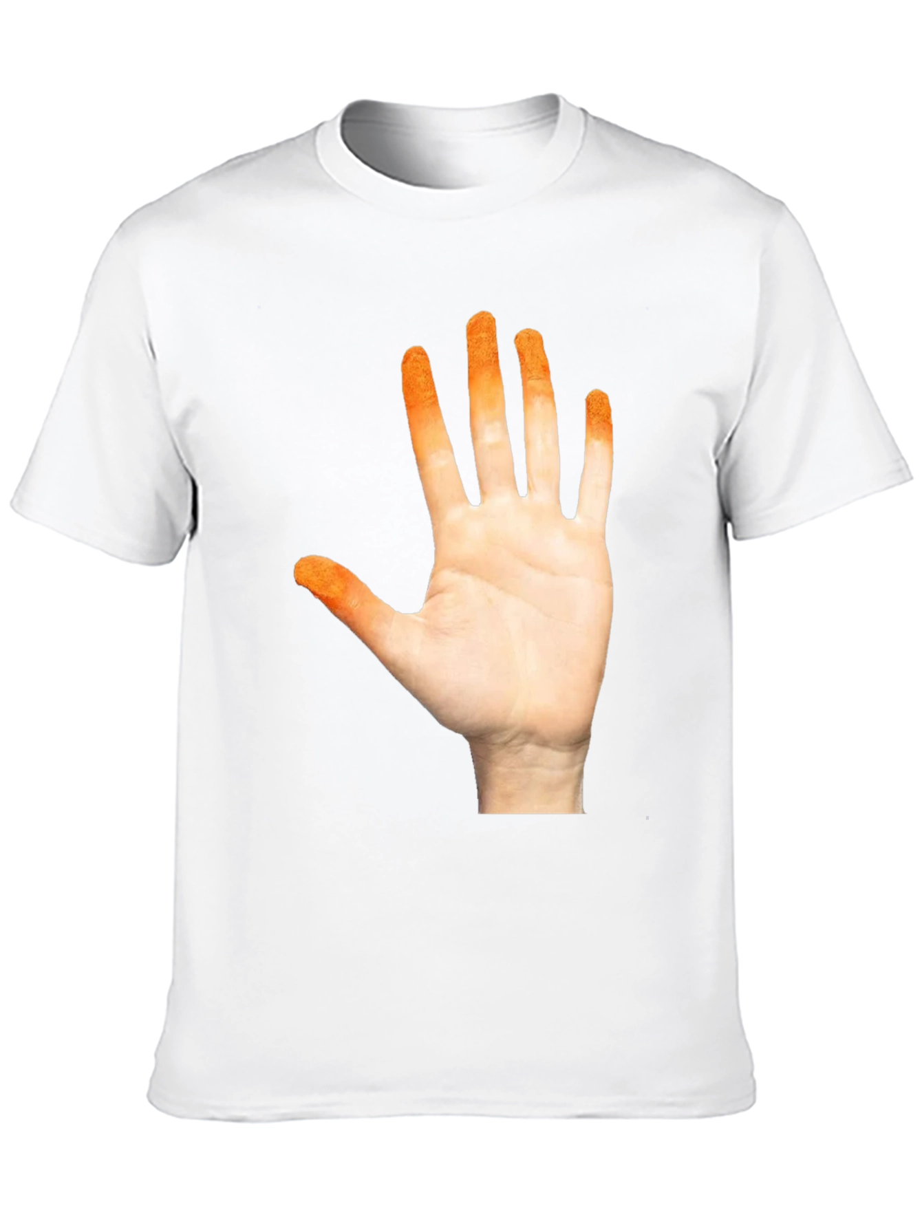 Orange Hand Print Black T-Shirt