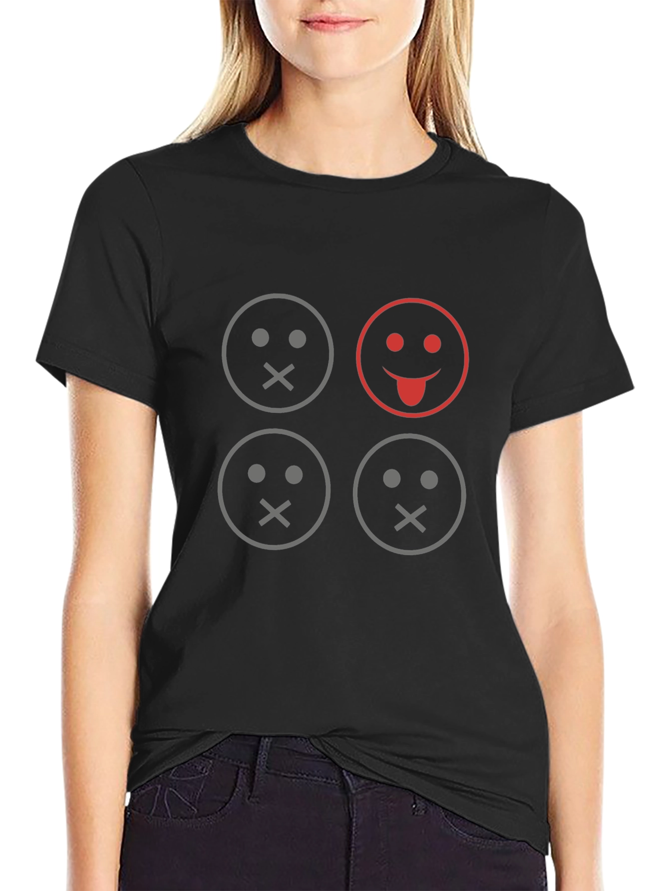 Black Graphic Tee - Emoji Expression