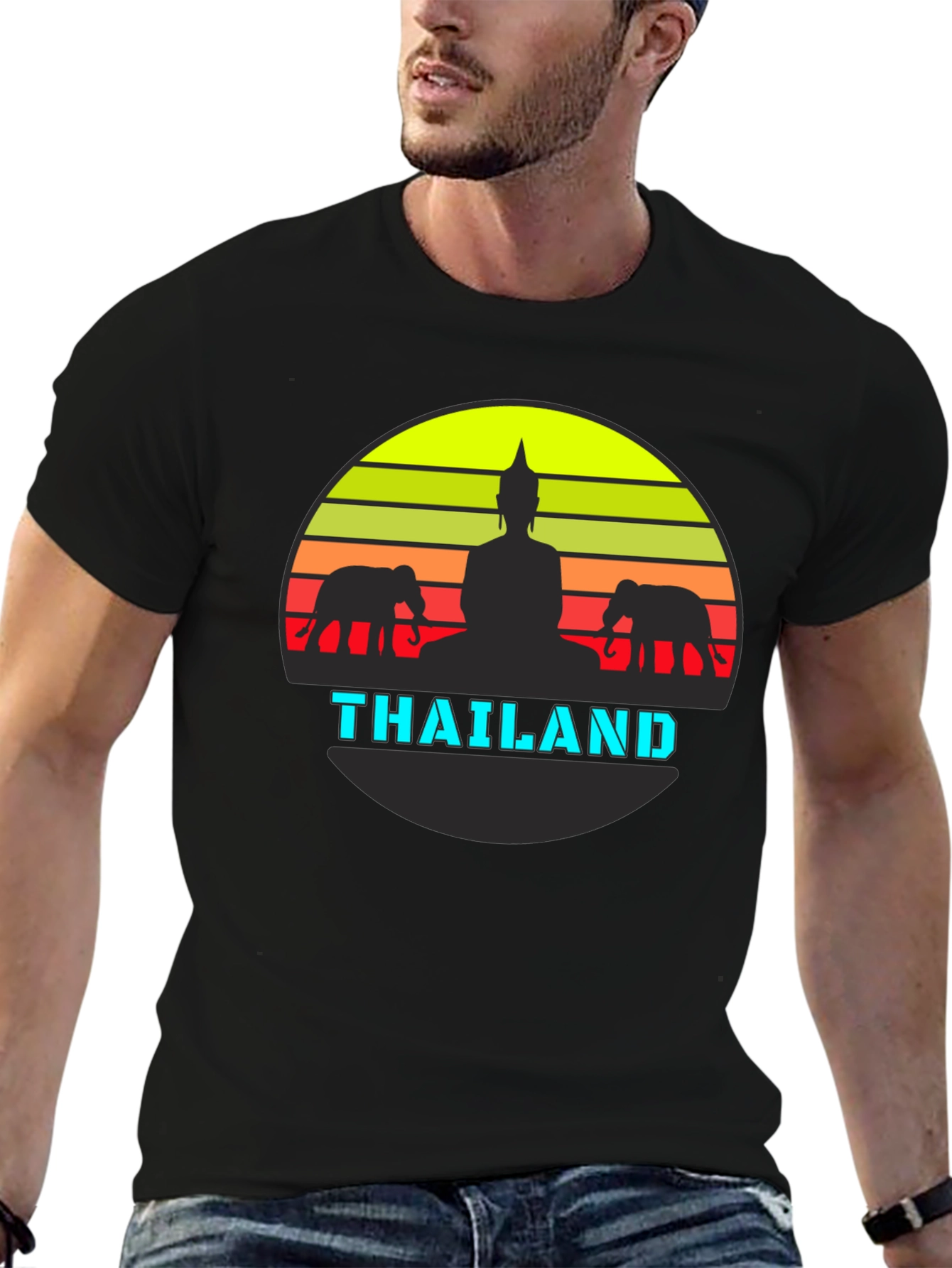 Thailand Graphic Tee - Buddha & Elephant Design