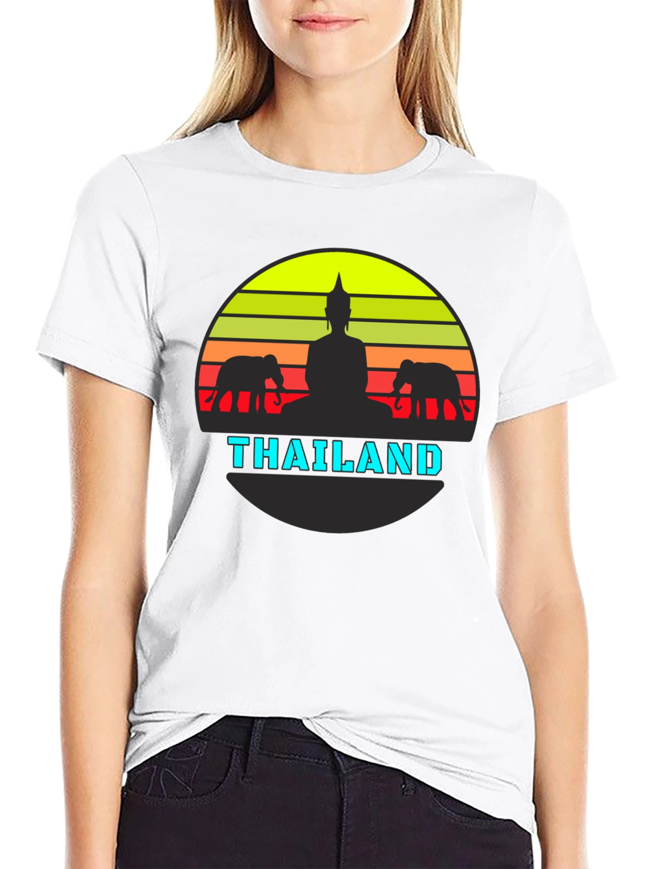 Thailand Graphic Tee - Buddha & Elephant Design