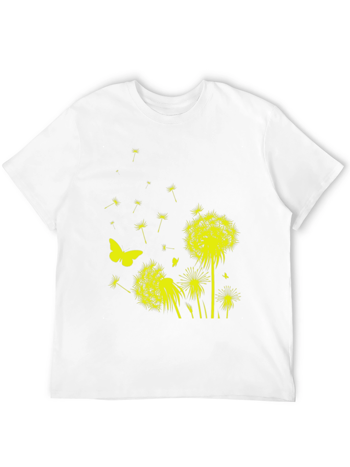 Dandelion Butterfly Graphic Tee - Black Cotton T-Shirt