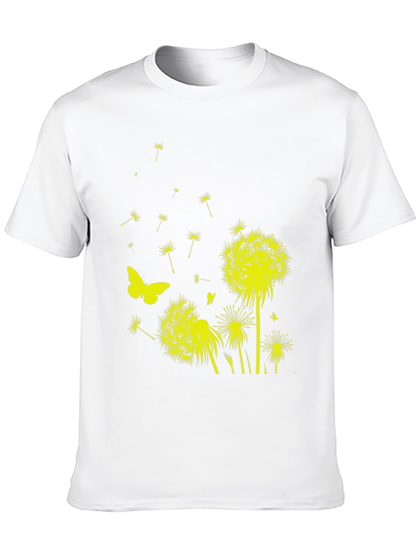 Dandelion Butterfly Graphic Tee - Black Cotton T-Shirt