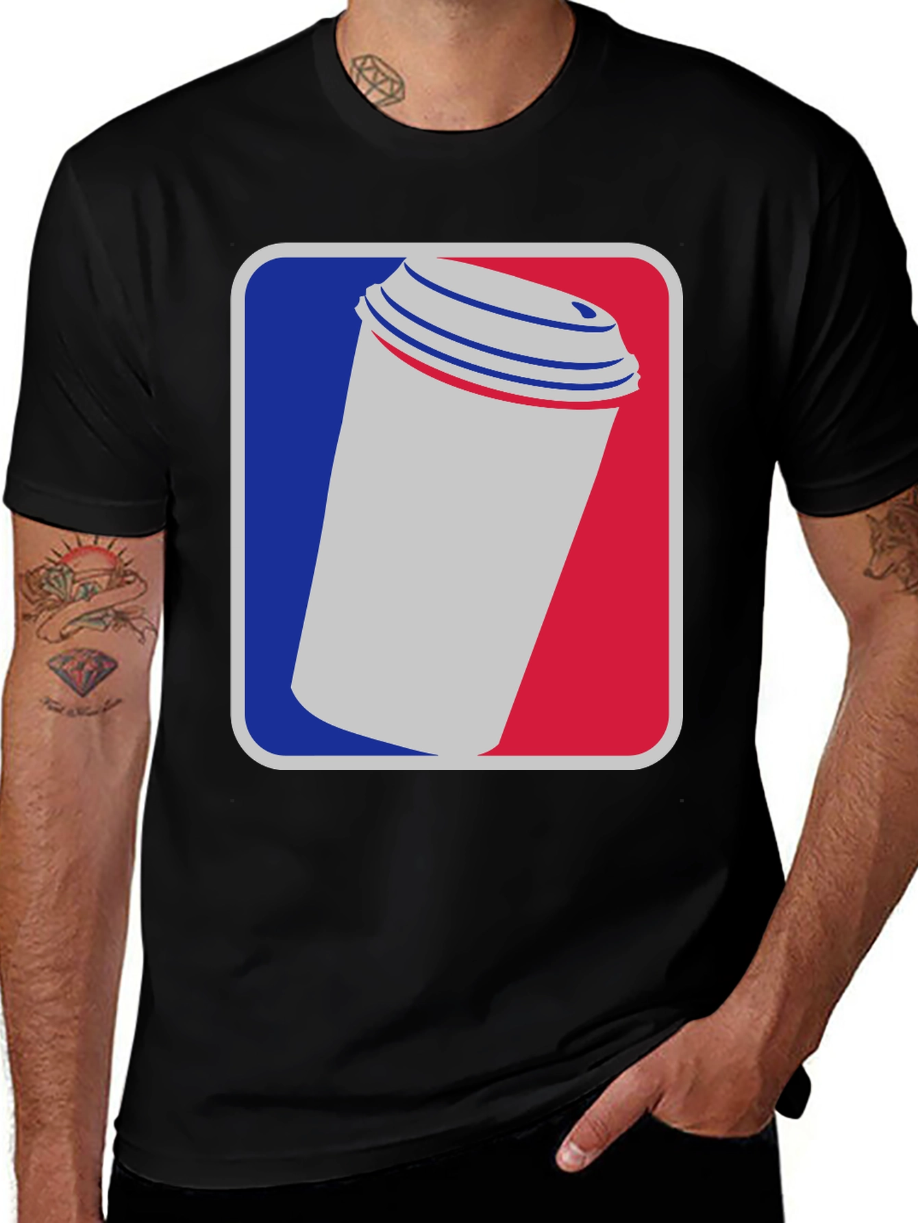 Coffee Cup Graphic Tee - Black Cotton T-Shirt