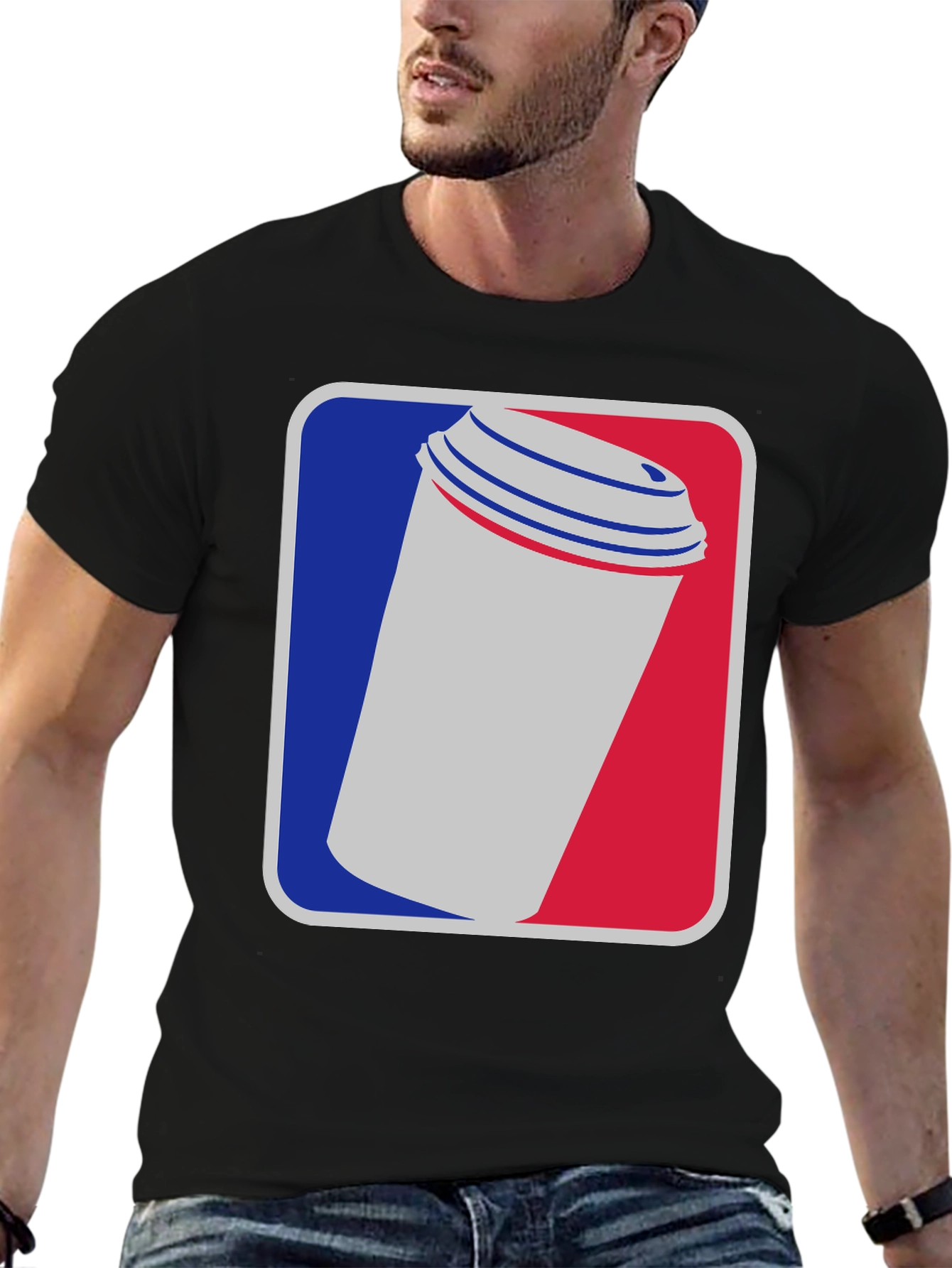 Coffee Cup Graphic Tee - Black Cotton T-Shirt