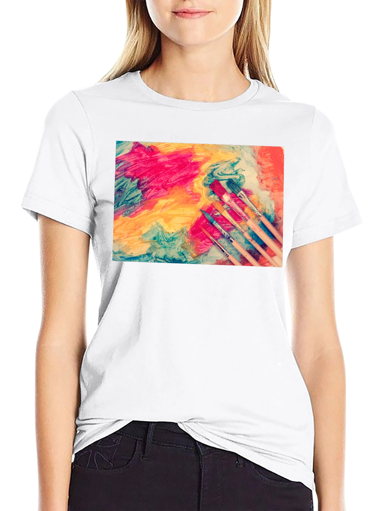 Abstract Art Paintbrush Graphic T-Shirt