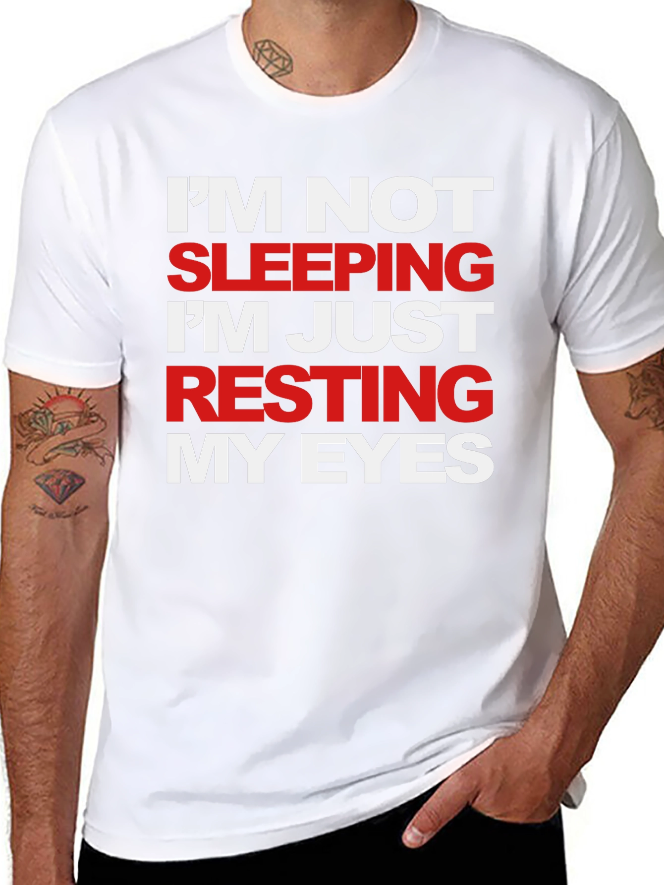 Funny Im Not Sleeping Mens Black T-Shirt