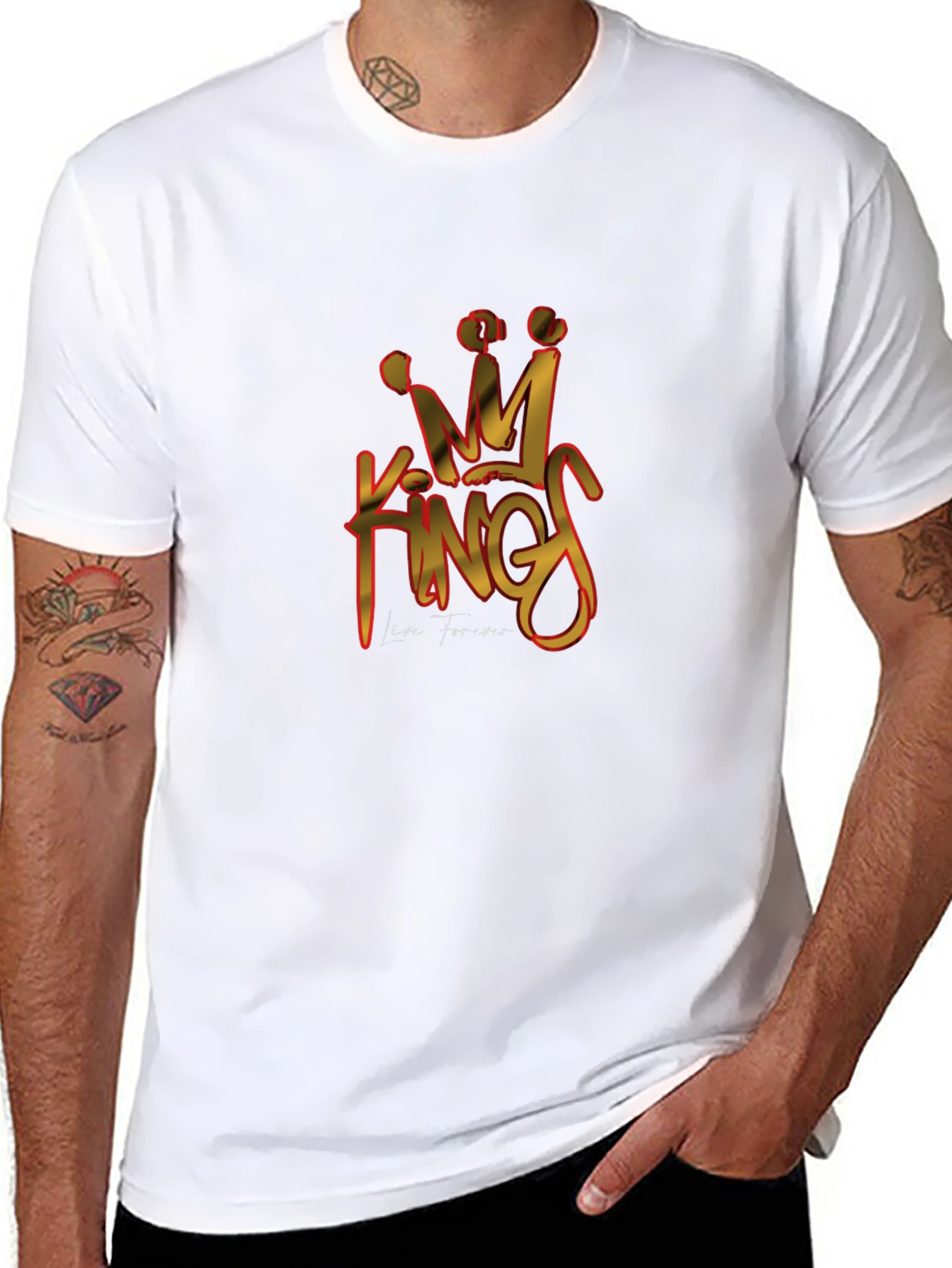 King Forever Graphic Print Mens Black T-Shirt