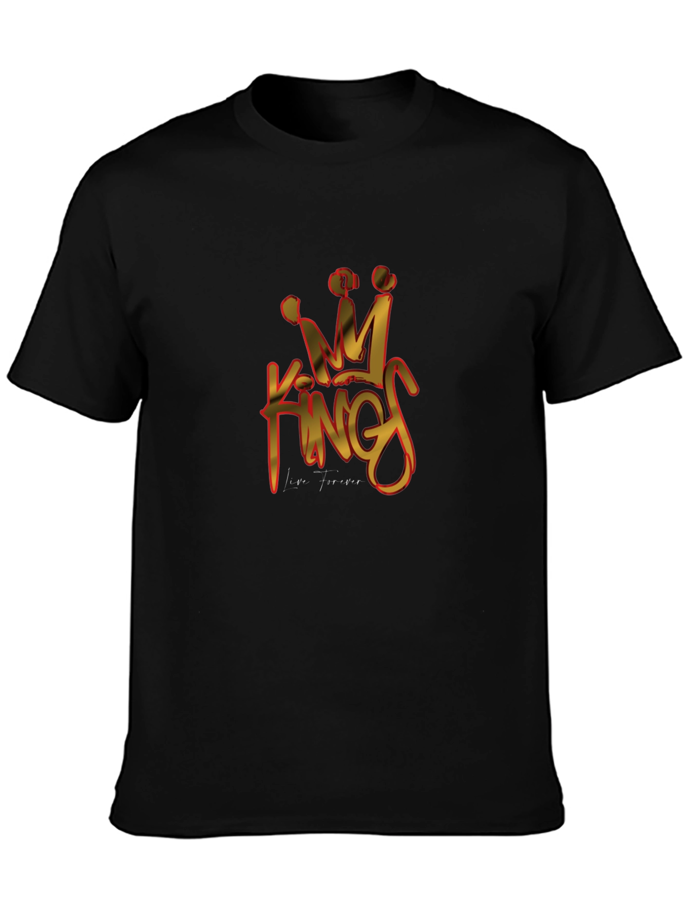 King Forever Graphic Print Mens Black T-Shirt